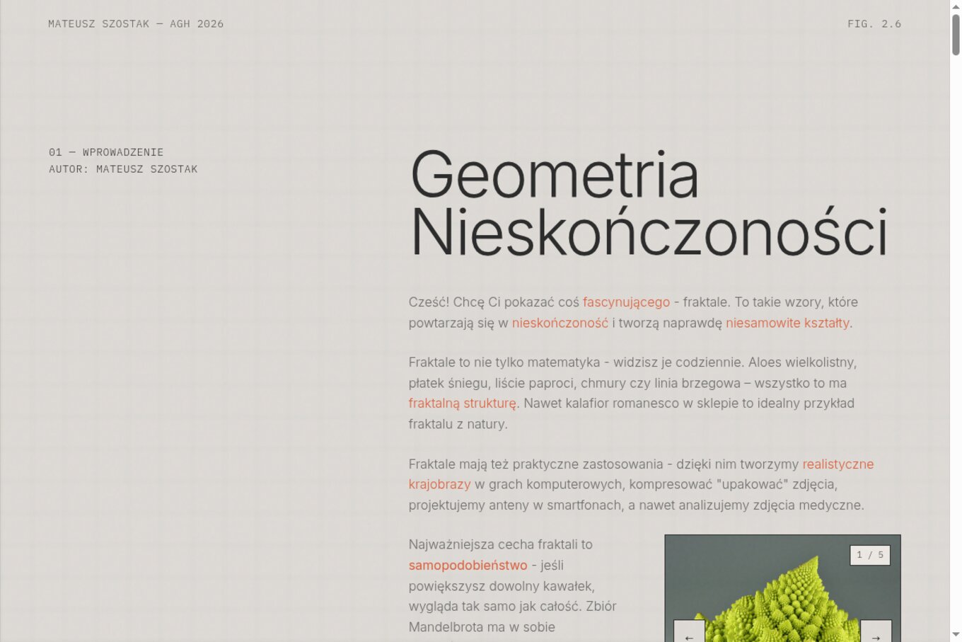 Zrzut ekranu Geometrii Nieskończoności
